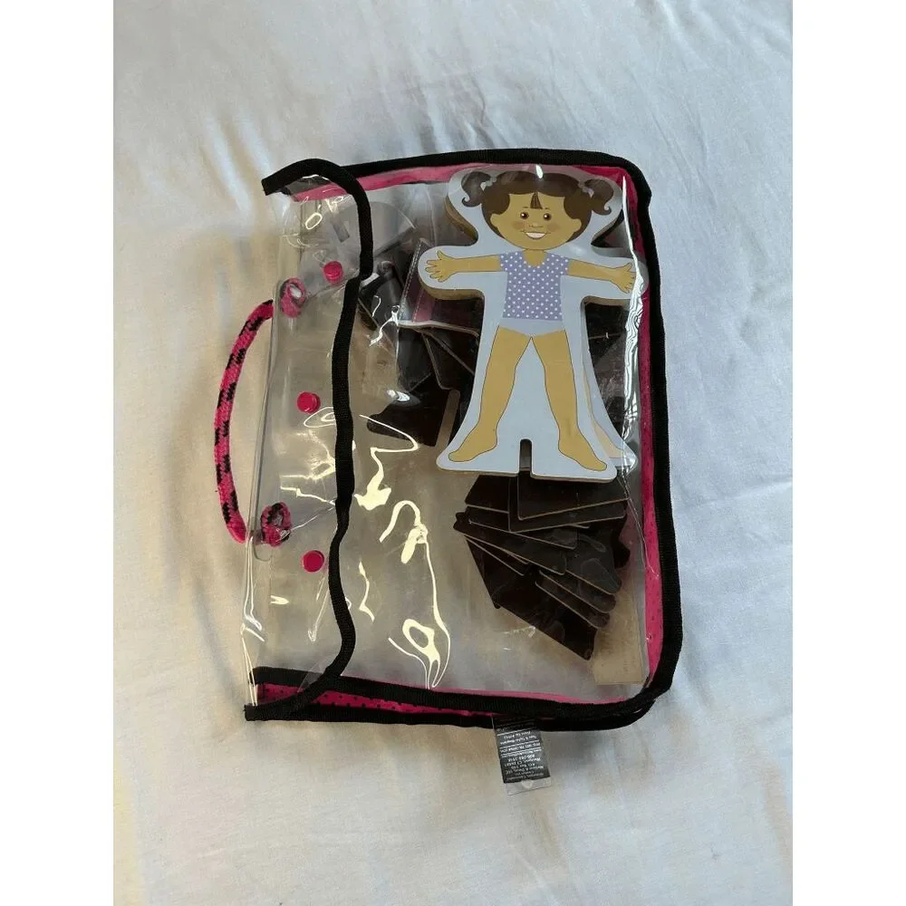 Melissa & Doug Wooden Magnetic Dress Up Dolls, With Bag, Stands, Accessories